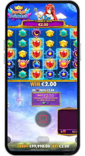 Uruchamianie spinów i gra na automacie Starlight Princess na telefonie