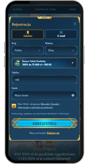 Rejestracja konta i wpłata od 20 PLN do gry w Starlight Princess